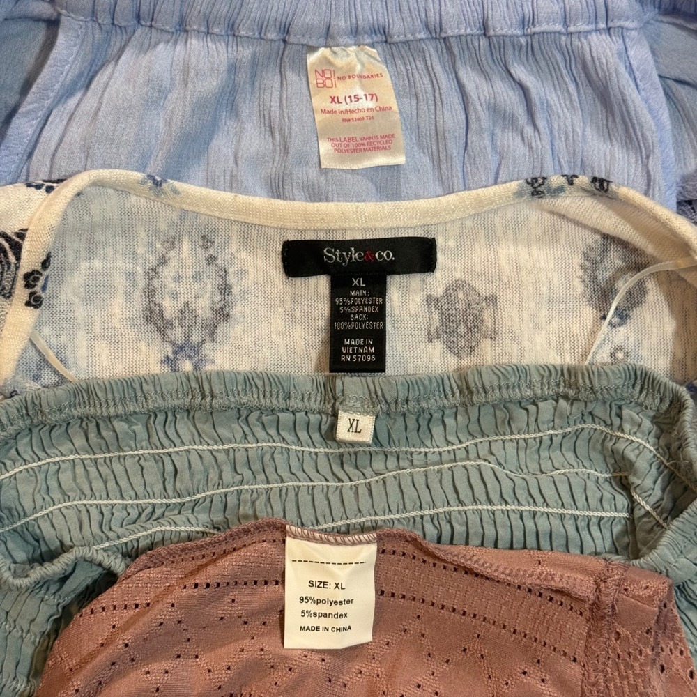 Lot 4 Women Boho Summer Tops XL Blue Pink White Bundle Whimsical Y2K - Picture 6 of 6